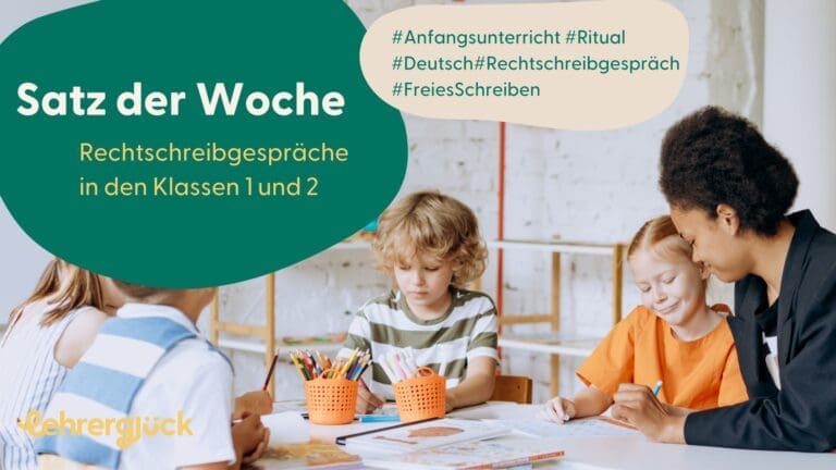 Schüler in der Grundschule, die an ihrem Satz der Woche im Deutsch-Unterricht arbeiten.