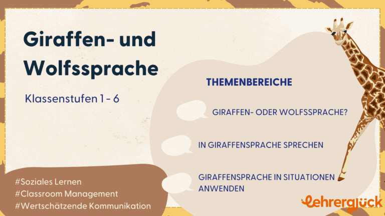 Eine Übersichtsseite zur Giraffen- und Wolfssprache in der Grundschule für die Klassen 1 bis 6.