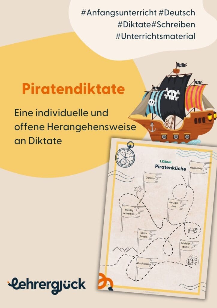 Deckblatt Piratendiktate für die Klasse 2 in der Grundschule