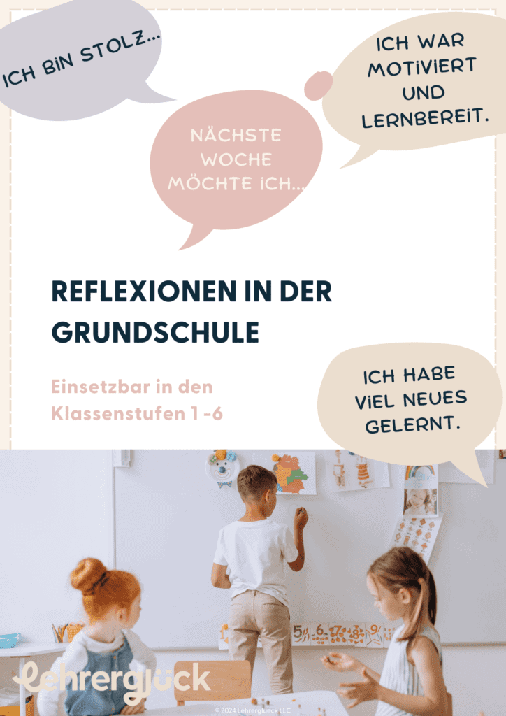 Deckblatt für das E-Book Reflexionen für die Grundschule der Klassen 1 bis 6 inklusive Wochenreflexion.