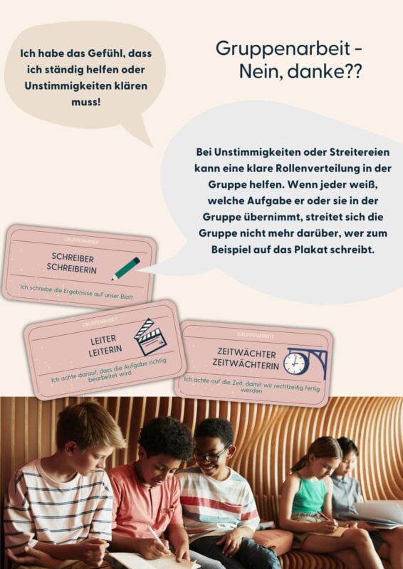 Gruppenarbeit - Nein, Danke? Aufgabenverteilung und Rollenkarten für die Grundschule.