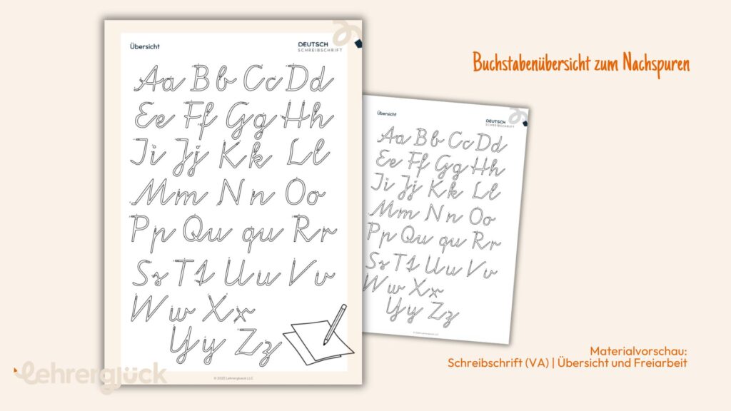 Schreibschrift-Unterricht in der Grundschule revolutionieren: So geht's (Klassen 1-3) 8 Material-Vorschau Übersicht Buchstaben nachspuren